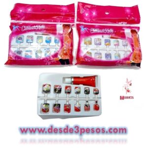 Paquete con 12 bolsas de Uñas para niña varios modelos