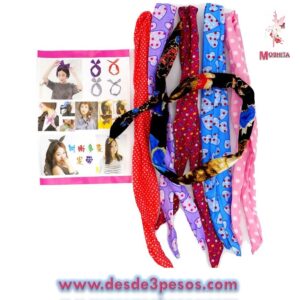 Paquete con 12 DIADEMA DE ALAMBRE cubierta de Tela Estampada en varios modelos 75 cm