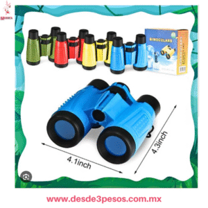 Caja con Binoculares de plastico en colores 11 x 12cm.
