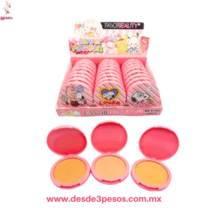 Paquete con 24 Polvo Compacto FAVOR BEAUTY en presentacion de SNOOPY 4 tonos 7.5 cm diametro