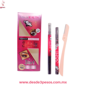 3 en 1 Delineador, Lapiz de ceja y Perfilador FAVOR BEAUTY  36 Horas caja con 12 pza. precio por 1 pza.