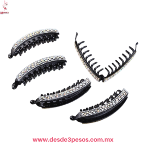 Banana para Cabello con pedreria Tornasol 11 x 2 cm.