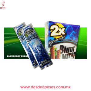 Sobre con 2 envolturas sabor MORA AZUL (BLUEBERRY ) para cigarros, Double Platinum