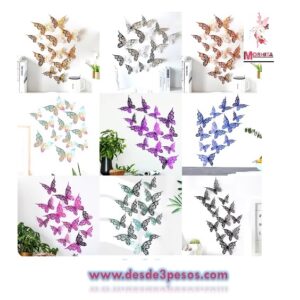 Blister de 12 Mariposas Plastico laminado 12, 10 y 8cm. Aprox.