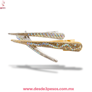 Pico de Garza con Metal Dorado y Plata con Pedreria Tornasol 13 x 1.5 cm. 25N-47