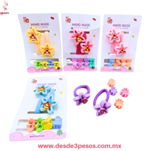 Set de Par de donitas y 4 Mini Pinzas 10 x 7 cm. En colores 5J-102