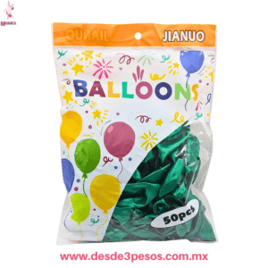 Bolsa con 50 globos BALLONS en color VERDE METALICO  #8