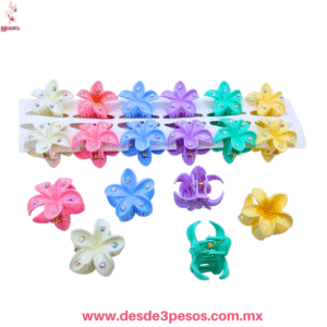 Blister de 12 Pares de Mini Pinza Flor en colores matte  con destellos de Pedreira  4 cm.  25L-12