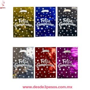 Paquete con 10 Bolsa de Aluminio Decorado con FELIZ CUMPLEAÃƒÆ’Ã¢â‚¬ËœOS 30 X 20 cm. En colores YSL-L359