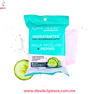 Toallitas desmaquillantes Agua Miselar PEPINO Remueve Maquillaje a Prueba de Agua 30 toallitas negras