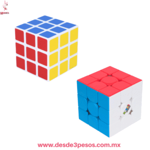 Cubo Rubik colorido con fondo blanco 6.5cm, caja con 6pza. Precio por 1pza.