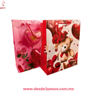 Paquete de 12 Bolsa de Regalo MEDIANA papel delgado decorado de San Valentín 32 x 26cm.