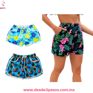 Shorts de Dama Unitalla tela Nailon con Estampado . da hasta una talla 34 aprox.
