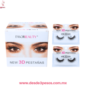 Caja con 12 Pestañas Postizas 3D Naturales Largas con Efecto Rizado FAVOR BEAUTY
