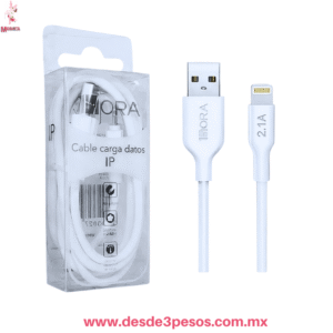 Cable de carga y datos USB  IP marca 1Hora. 1 metro  Blanco  CAB187
