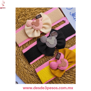 Liga Valerina de Tela Infantil con Moño y Figura Mickey en colores 5L-36