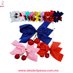 Moño en colores con Pico de Garza y Cerezas 12 x 8 cm. 25J-27