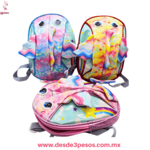 Mochila Figura de Pescado Colorido y Glitter  26 x 18 cm.  ZHF-81