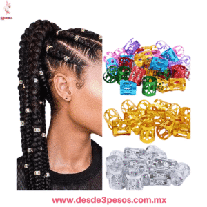 Set con 28 Anillos para el cabello doradas, plateadas Y Colores 2 cm