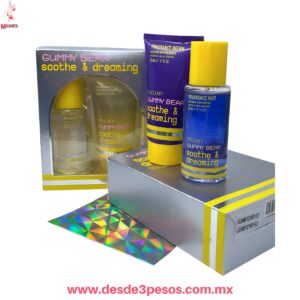 Juego de Perfume y Crema GUMMY BEAR aroma frutal uva 80 ml. Y 75ml. Lila