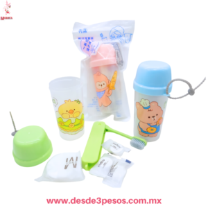 Vasito Porta Cepillo incluye  1 cepillo, 1 Mascarilla Facial y 3 Toallitas Limpiadoras 14 x 6 cm.