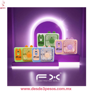 Ventilador de Mano Kitty FX  Recargable Por Usb 13 x 9 cm en colores  FS-6633