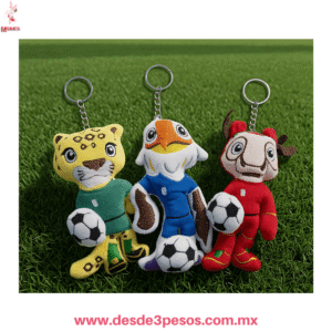 Llavero de Peluche  Mascota De La Liga De La Copa Mundial 3 modelos 13 x 7 cm.