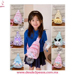 Mariconera  Infantil dos Diviciones con cierres y  broche de peluche figura de personaje Y-177 22 X 16 cm