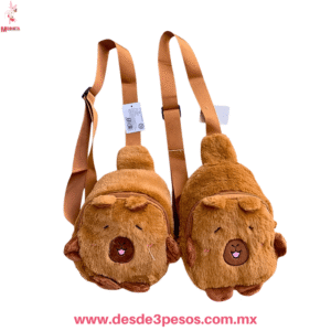 Mariconera /bolsa de Peluche con  forma de Capibara con Cierre 27 x 18 cm E-619