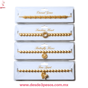 Pulsera Duo  tipo oro laminado con Dije y Figura con pedreria Colgante 22 cm de largo  SL-5