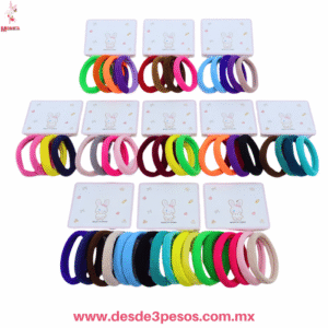 Paq.c/12 pzas c/6 Ligas Licra Grande   Multicolor 8.5 cm YONG-8.5
