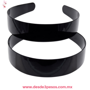 Bolsa con 12 Diademas de plastico negra 4 cm ancho  F-5