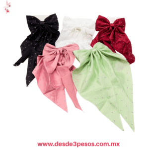 Blister de Moño Coquette 2 presentaciones con predreria y Gravado en colores 30 x 14 cm 26A-52