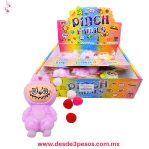 Squishy LABUBU decorado con pompones en colores pástel 10 x 7 cm. UQ-J011-31