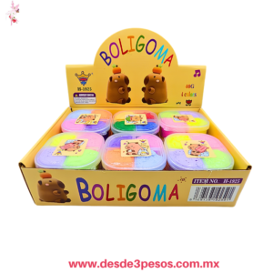 Estuche de boligomas de coloress  4 Diviciones 9.5 x 9 cm y 4 cm ancho caja con 12 pza. precio por 1 pza. H-1925