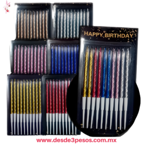Blister de 10 Velas Espiral largas  en Color 14 cm. De alto