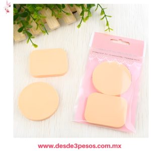 Paquete con 12 Bolsas con 2 Esponjas Faciales Para Maquillaje   5.5 x 6 cm AA-1007