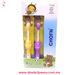 Caja con 12 Cepillo de Dientes Intantil en Blister Individual Mango de Goma Osito 15 cm de largo LIN-29