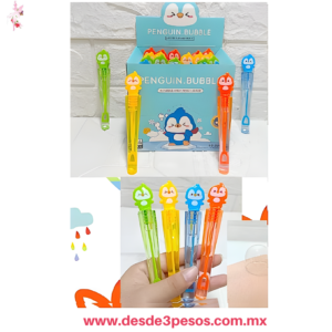 Caja con 24 Burbujas de Gel en Tubo con figura de Pingüino  13cm de largo HFY-14201