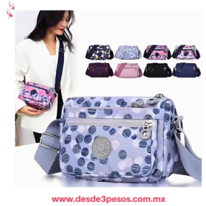 Bolso Crossbody para Mujer de Nailon decorada 4 Diviciones 28 x 18 cm varios modelos N-221