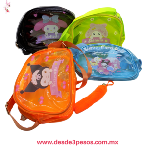 Bolsa de Hule en colores Transparentes  con Imagen KUROMI Cinta Ancha 23 x 17 cm N-399