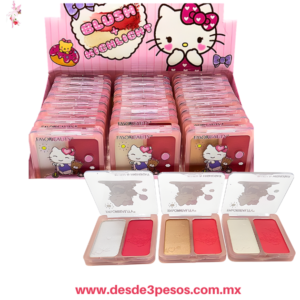 Mini Paleta Duo decorada de Kitty con Iluminador y Rubor  FAVOR BEAUTY  7 X 7 cm No.6834