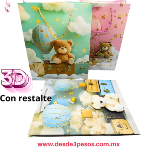 Bolsa de Regalo GRANDE en 3D hecha de  Carton Duro modelos como Foto 27 x 34 cm C-3-1