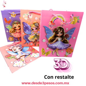Bolsa de Regalo CHICA en 3D hecha de  Carton Duro modelos como Foto24 X 19 cm C-2-1