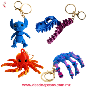 Llavero 3D articulaciones flexibles movibles varean los modelos  9 x 5 aprox. UQ-J023-06