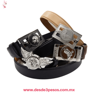Cinturon Cuero Hebilla Giratoria varios modelos  3 Tonos 4 cm. Ancho