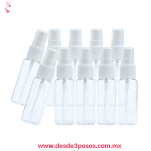Paquete C/12 Atomizador plástico 40 ml.Transparente varios colores 11 x 4cm.