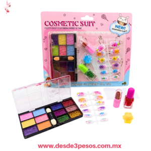 Blister de Sombras 9 Tonos 11 x 6 cm.  con aplicador, Labial , Esmalte Pinza y Uñas postizas  LIN-78