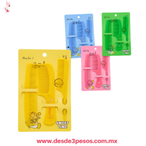 Blister con 3 Peines de plastico 15 x 5 cm 14 x 4 cm  y 17 x 3.5 cm. En colores XH7775