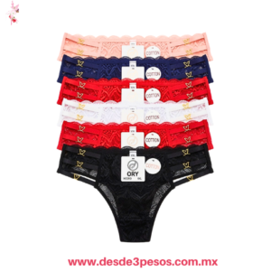 Bikini de Encaje con Tiras Laterales y Detalles de Corazón Unitalla en varios colores